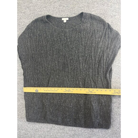 Pure Jill Wool Blend Sweater Women's XS/S Black White Heather Cap Sleeve Poncho - Picture 3 of 8